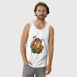 Майка мужская хлопок Забавные Индейцы 10, цвет: белый — фото 2