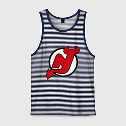 Майка мужская хлопок New Jersey Devils, цвет: синяя тельняшка