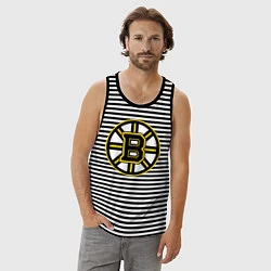 Майка мужская хлопок Boston Bruins, цвет: черная тельняшка — фото 2