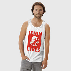 Майка мужская хлопок Lenin Lives, цвет: белый — фото 2