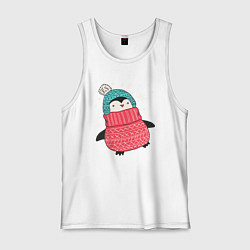 Майка мужская хлопок Зимний пингвин, цвет: белый