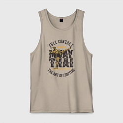 Майка мужская хлопок Муай Тай фулл-контакт, цвет: миндальный