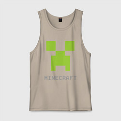 Майка мужская хлопок Minecraft logo grey, цвет: миндальный
