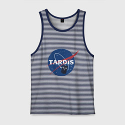 Майка мужская хлопок Tardis NASA, цвет: синяя тельняшка