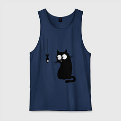 Мужская майка Кот и рыба