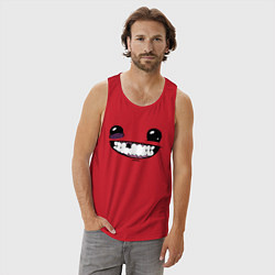 Майка мужская хлопок Super Meat Boy: Face, цвет: красный — фото 2