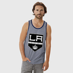 Майка мужская хлопок Los Angeles Kings, цвет: синяя тельняшка — фото 2