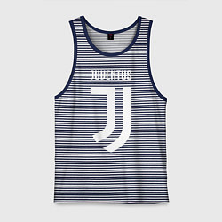 Майка мужская хлопок FC Juventus цвета синяя тельняшка — фото 1