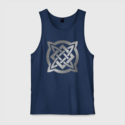 Майка мужская хлопок Звезда Сварога: серебро, цвет: тёмно-синий