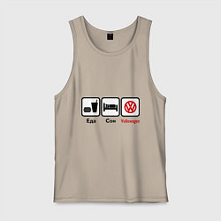 Мужская майка Еда, сон и Volkswagen