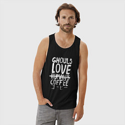 Майка мужская хлопок Ghouls Love Coffee, цвет: черный — фото 2