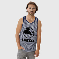 Майка мужская хлопок Iveco, цвет: синяя тельняшка — фото 2