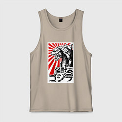 Майка мужская хлопок Godzilla Poster, цвет: миндальный