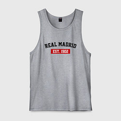 Майка мужская хлопок FC Real Madrid Est. 1902, цвет: меланж