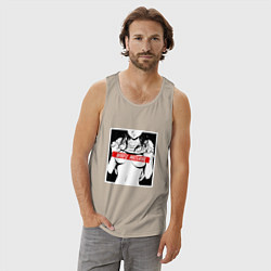 Майка мужская хлопок Waifu Material, цвет: миндальный — фото 2