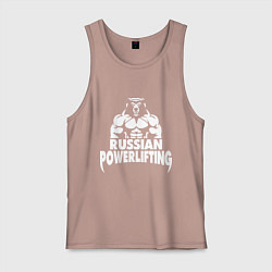 Майка мужская хлопок Russian powerlifting, цвет: пыльно-розовый