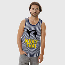 Майка мужская хлопок Muay Thai, цвет: синяя тельняшка — фото 2