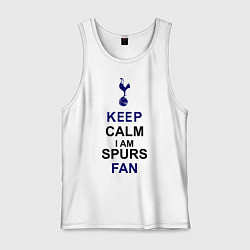 Майка мужская хлопок Keep Calm & Spurs fan, цвет: белый