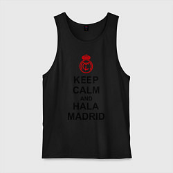 Майка мужская хлопок Keep Calm & Hala Madrid, цвет: черный