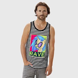 Майка мужская хлопок DJ Pon-3 RAVE, цвет: черная тельняшка — фото 2