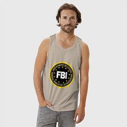 Майка мужская хлопок FBI Departament, цвет: миндальный — фото 2