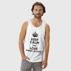 Майка мужская хлопок Keep Calm & Love Harry Styles, цвет: белый — фото 2