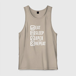 Майка мужская хлопок Eat, Sleep, Apex, Repeat, цвет: миндальный