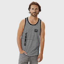 Майка мужская хлопок HONDA, цвет: черная тельняшка — фото 2