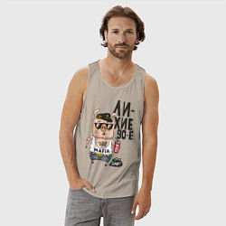 Майка мужская хлопок Лихие 90-е, цвет: миндальный — фото 2