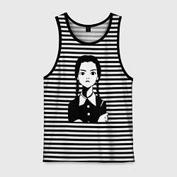 Майка мужская хлопок Wednesday Addams, цвет: черная тельняшка