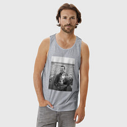 Майка мужская хлопок Великий Лев Яшин, цвет: меланж — фото 2