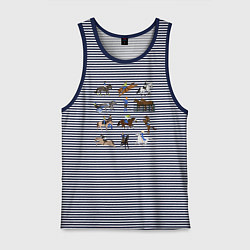 Майка мужская хлопок Конный виды спорта, цвет: синяя тельняшка