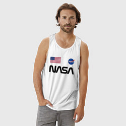Майка мужская хлопок NASA НАСА, цвет: белый — фото 2