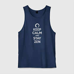 Майка мужская хлопок Keep calm & stay Zen, цвет: тёмно-синий