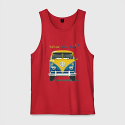 Майка мужская хлопок Я люблю вас Yellow-blue bus, цвет: красный