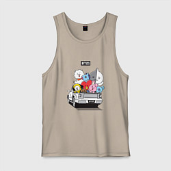 Майка мужская хлопок BT21, цвет: миндальный