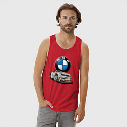 Майка мужская хлопок BMW оскал, цвет: красный — фото 2