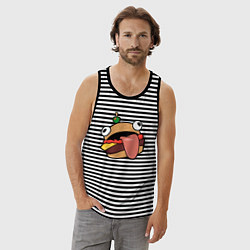Майка мужская хлопок Fortnite Burger, цвет: черная тельняшка — фото 2