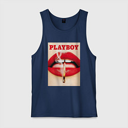 Майка мужская хлопок PLAYBOY, цвет: тёмно-синий