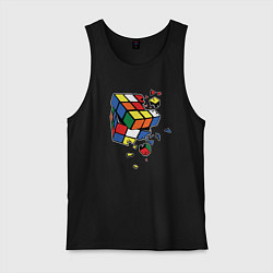 Майка мужская хлопок Кубик Рубика, цвет: черный