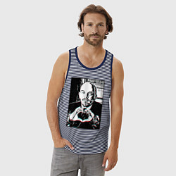 Майка мужская хлопок Ленин Oko, цвет: синяя тельняшка — фото 2