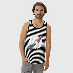 Майка мужская хлопок Сотворение Адама - Мотоцикл, цвет: черная тельняшка — фото 2