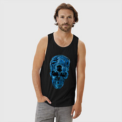 Майка мужская хлопок Skull - illusion, цвет: черный — фото 2