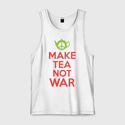 Майка мужская хлопок Make tea not war, цвет: белый
