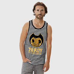 Майка мужская хлопок Bendy And The Ink Machine, цвет: черная тельняшка — фото 2