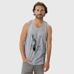 Майка мужская хлопок Polygonal deer, цвет: меланж — фото 2