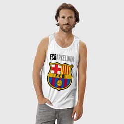 Майка мужская хлопок Barcelona FC, цвет: белый — фото 2