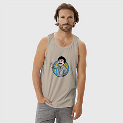 Майка мужская хлопок Борат Fallout Boy, цвет: миндальный — фото 2