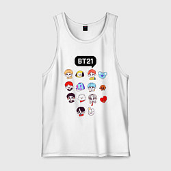 Майка мужская хлопок BTS BT21, цвет: белый