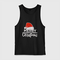 Майка мужская хлопок Merry Christmas, цвет: черный